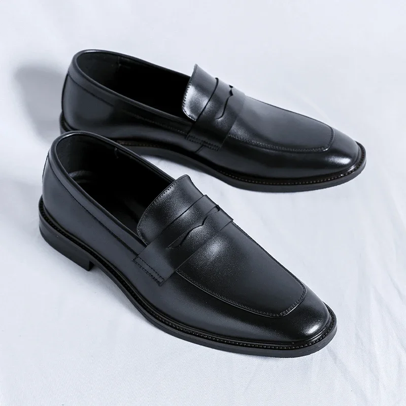 Luxury Brand Loafers for Men Leather Casual Shoes Italy Wedding Dress Business Office Pointy Formal Driving Shoe