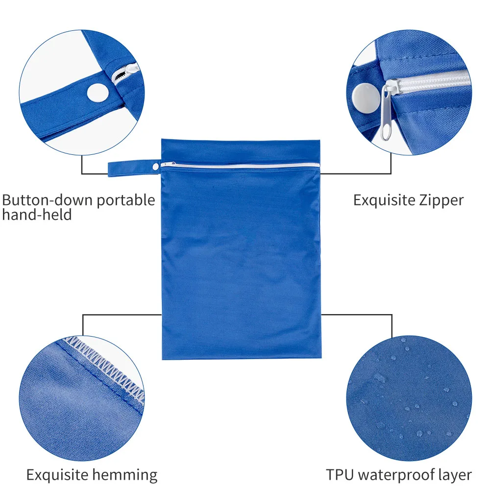 BIAI PUL Solid Color Waterproof Wet Bag Resuable Diaper Bag Washable Sanitary Napkin Storage Bag for Swimsuits Wet Clothes - 2