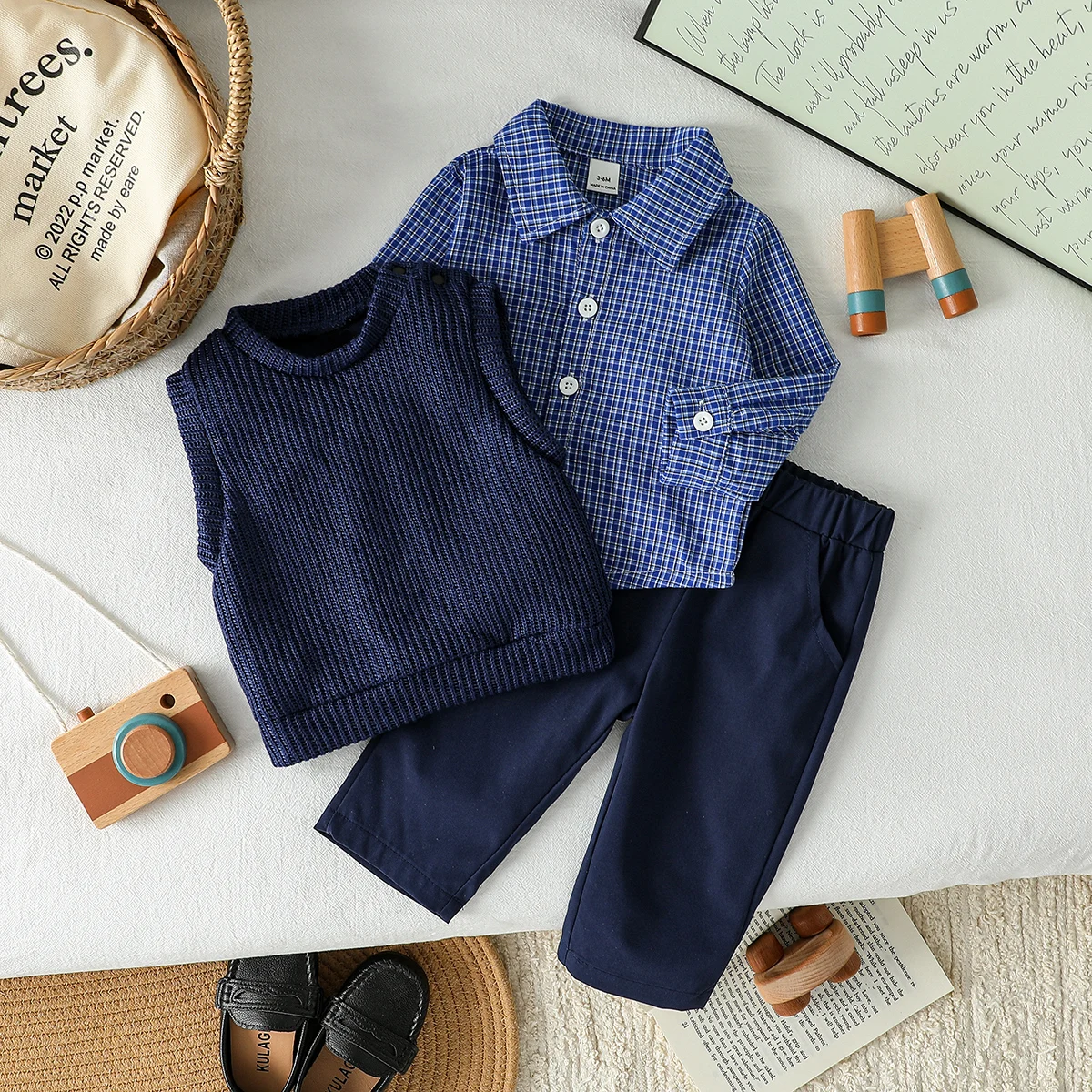 طقم ملابس ولادي 3 قطع