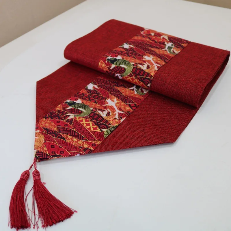 

Christmas Table Runner Chinese Tea Mat Festive Table Fabric Wedding Ceremony Red New Year Wind Cotton And Linen Retro Long Towel