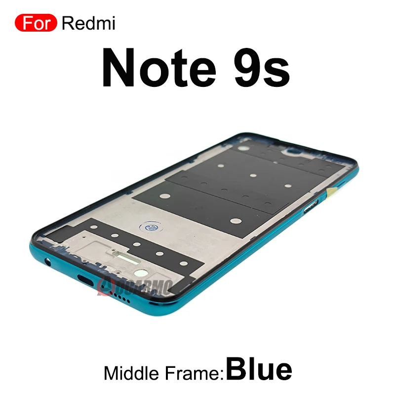 사이드 키 포함 중간 프레임, 블루 블랙 화이트, Redmi Note 9s 용 교체 부품