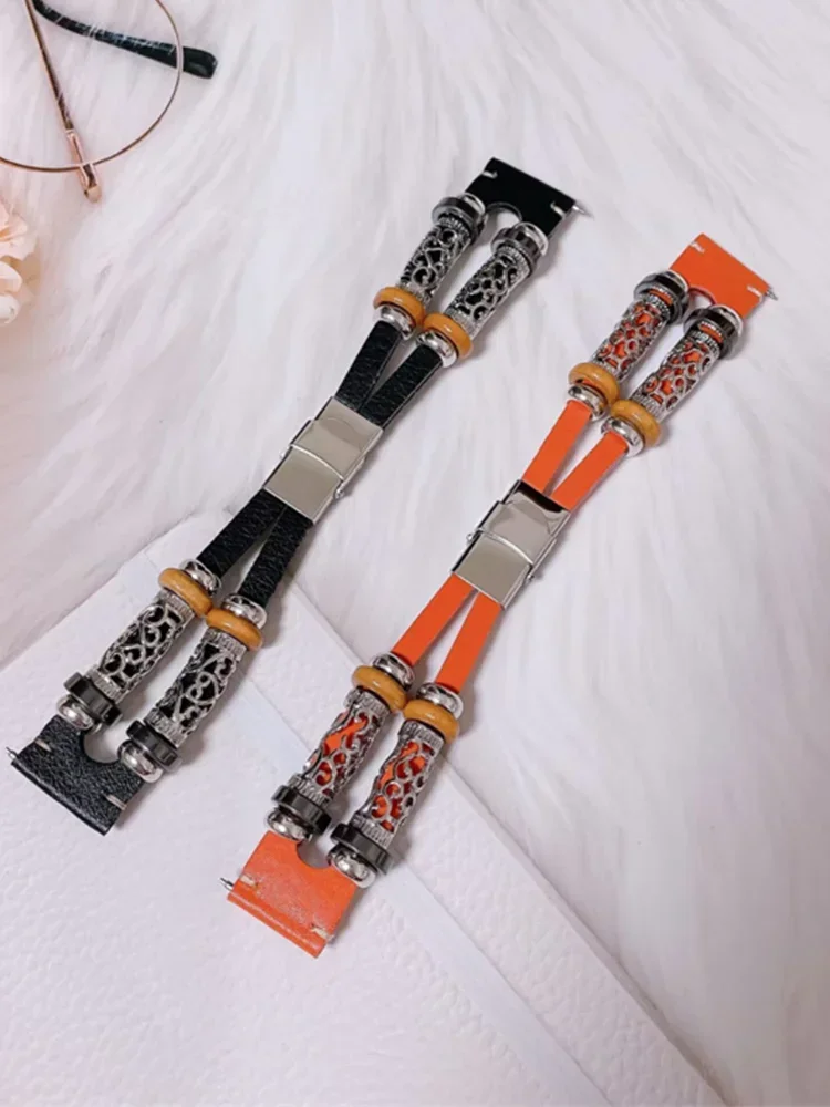 Handmade Retro Leather Smartwatch Band - Adjustable Strap with Classic Design