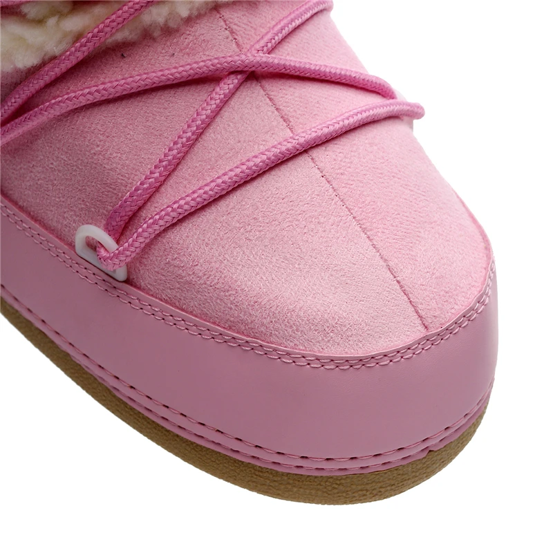 Pink Cute Moon Boots Pink Winter Boots Women Snow Boots Thick Sole