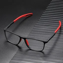 Vintage Ultralight Retro Square Blue Light Blocking Reading Eyeglasses (Red)