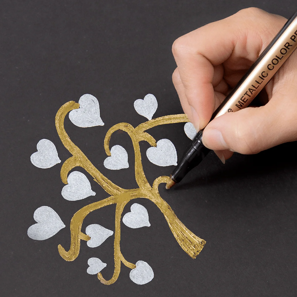 10pcs Waterproof Metallic Marker Pens, Ideal For Black card, Rock Wood, Metal, Plastic, Glass, Canvas, Ceramic, Notebook, DIY 3