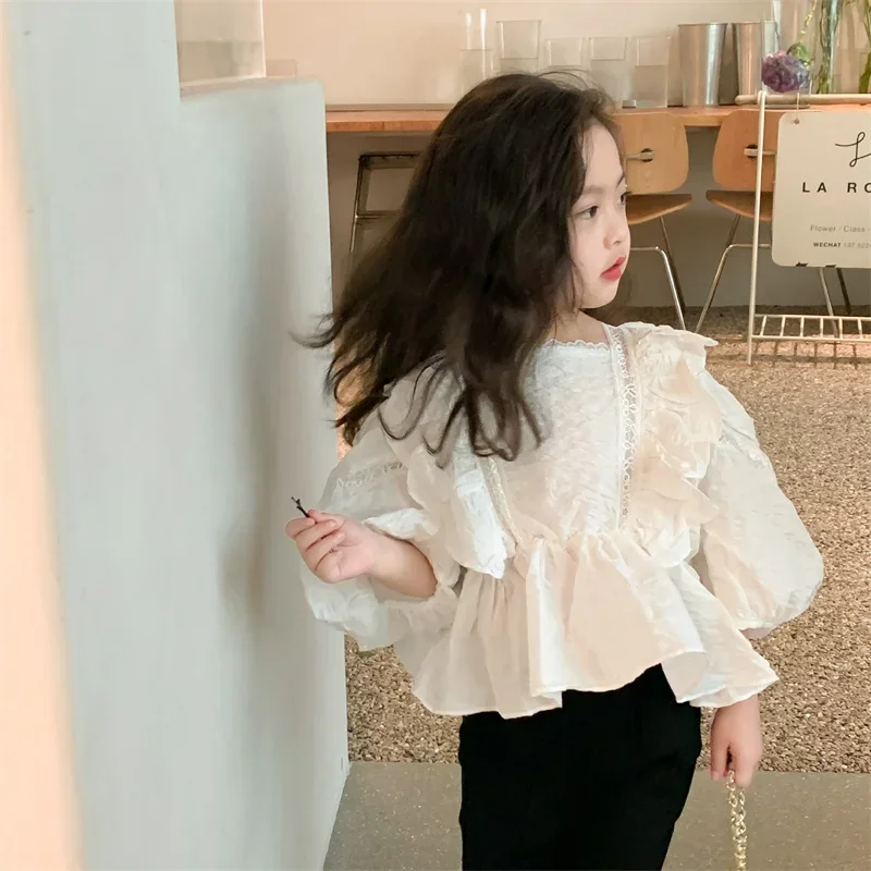 여아용  코트 블라우스 코트 재킷, 아웃웨어, 화이트 용수철, 여름 오버코트, 탑 가디건, 야외 해변 파티, 어린이 옷, 2024