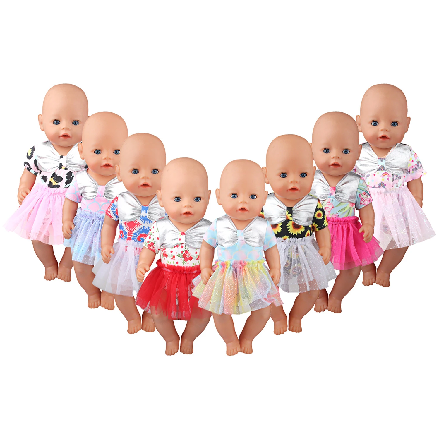 Costume Da Bagno Intero Big Bowknot + Set Gonna Con Paillettes Colorate Per American 18 Pollici Og,43Cm Baby New Born Girl Doll Clothes Toy