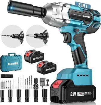 Seesii WH700 Cordless Impact Wrench Brushless 1/2" Max Torque 650Nm 3300RPM 2x 4.0A High Torque Power Impact Wrench for Car Tool