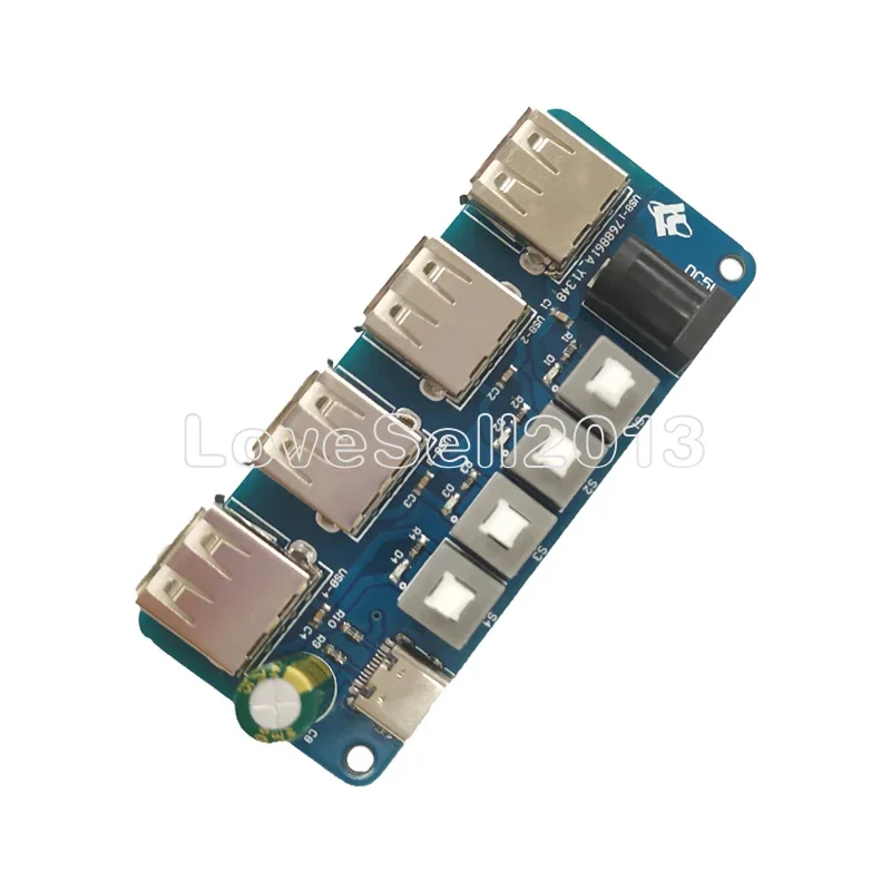 

Power Expansion Module Button Control 5V Power Supply 4-way USB Distribution Board Power Supply Hub