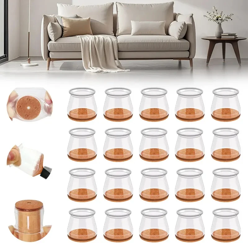 Round Silicone Chair Leg Protectors - Non-Slip, Noise-Reducing Furniture Pads (16/24 Pack)