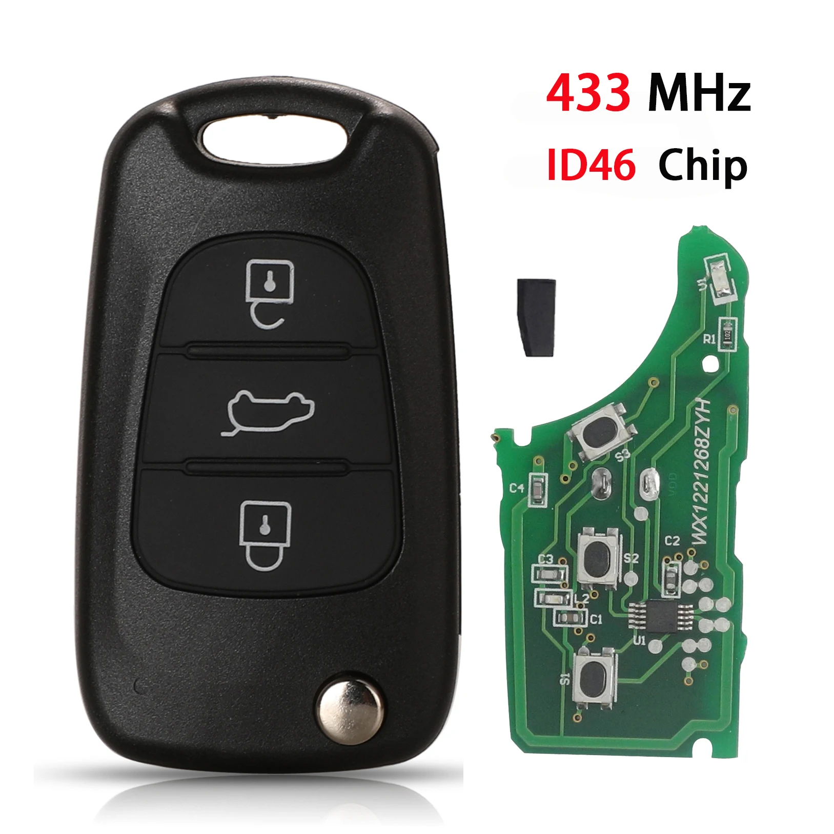 

Car Key 3 Buttons Flip Folding Car Remote Key For Hyundai I20 I30 IX35 Avante fit Kia K2 K5 Sportage 433Mhz ID46 Chip Fob