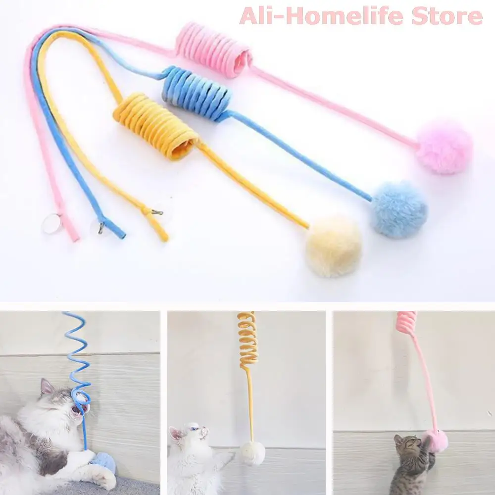 

Plush Cat Spring Chase Toys with Bell Sucker Self-Play Hanging Door Scratch Rope for Cats Automatic Interactive Toy Pet Supplies