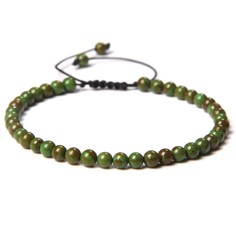 4MM Naturstein geflochtenes Armband Kleines Steinperlenarmband Verstellbarer Quarz Achate Armreif Mineral Schmuck Geschenk für Frauen Männer – Detail 24