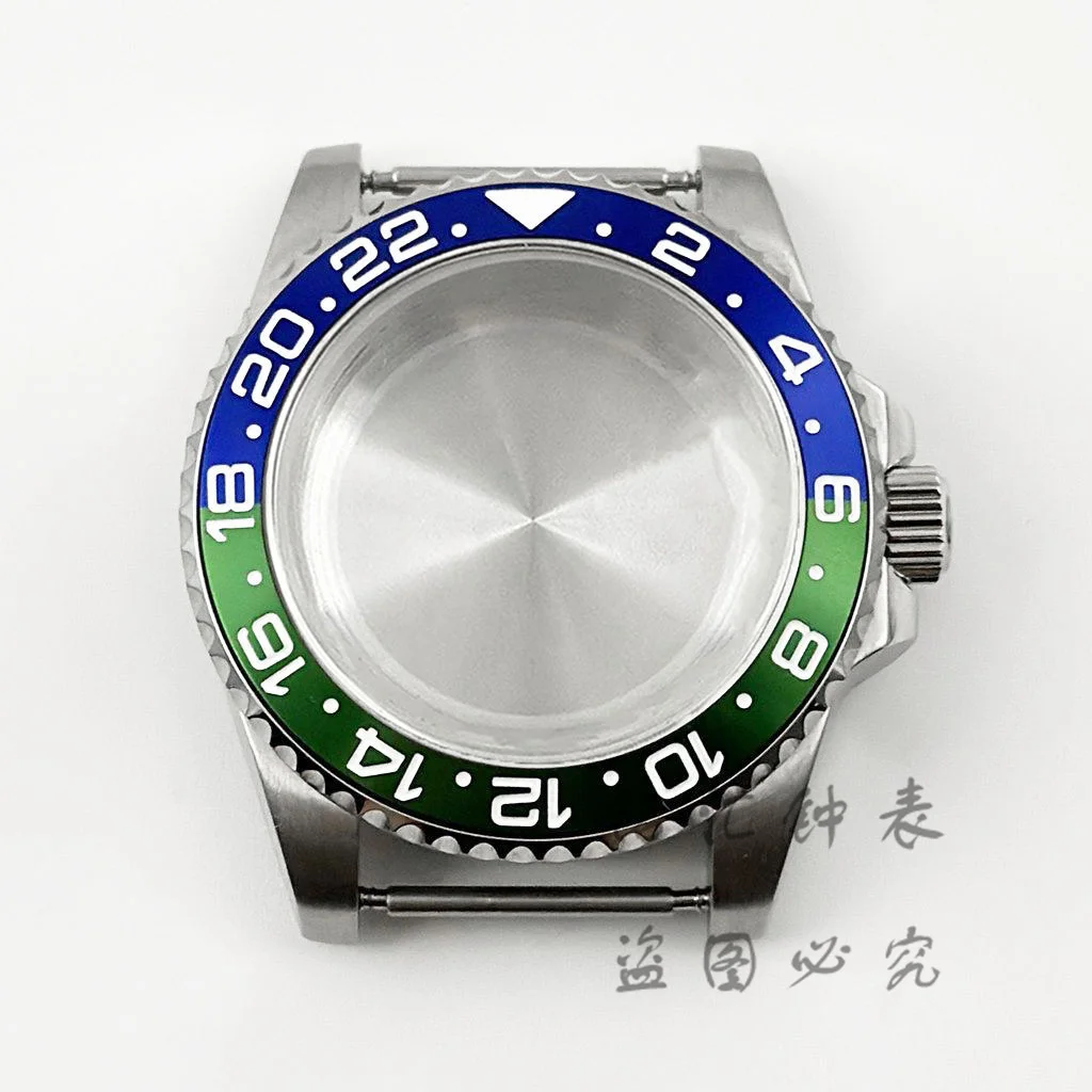 High-Quality 40MM GMT Watch Case with Aluminum Bezel, Stainless Steel Finish