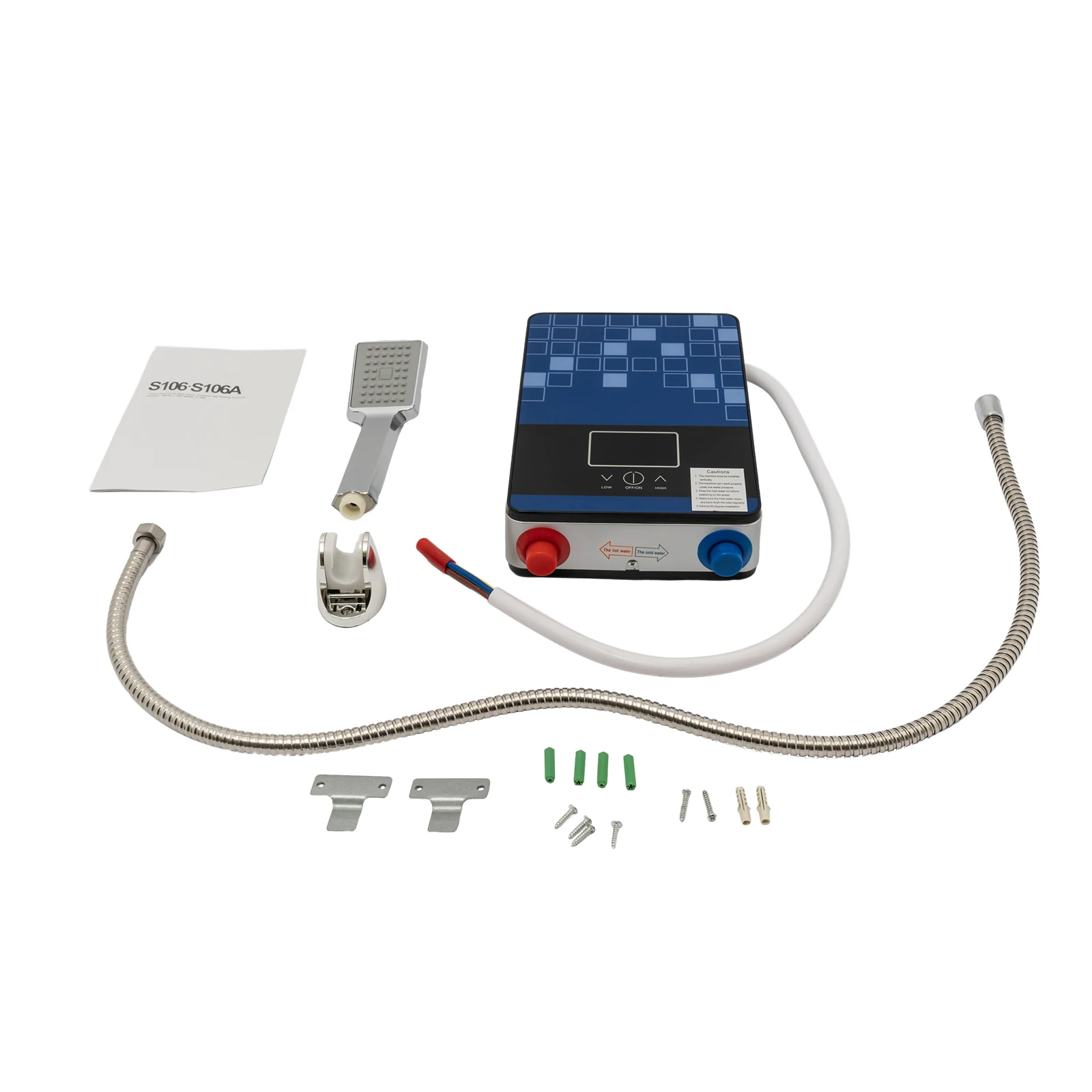 Tankless Electric Hot Water Heater Set 4500W 110V Instant Water Heater On Demand Bath Shower with LED Screen Display f/ Bathroom