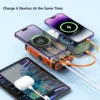 20000mAh Hand Crank Solar Power Bank Dual USB with Camping Light Powerbank Wireless Charging for iPhone 16 15 iwatch Waterproof 5