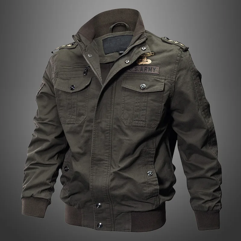 

2023 New Men's Military Fan Cotton Jacket Winter Fashion Coat Men's Trend Top Everyday Street Solid Color Long Sleeve