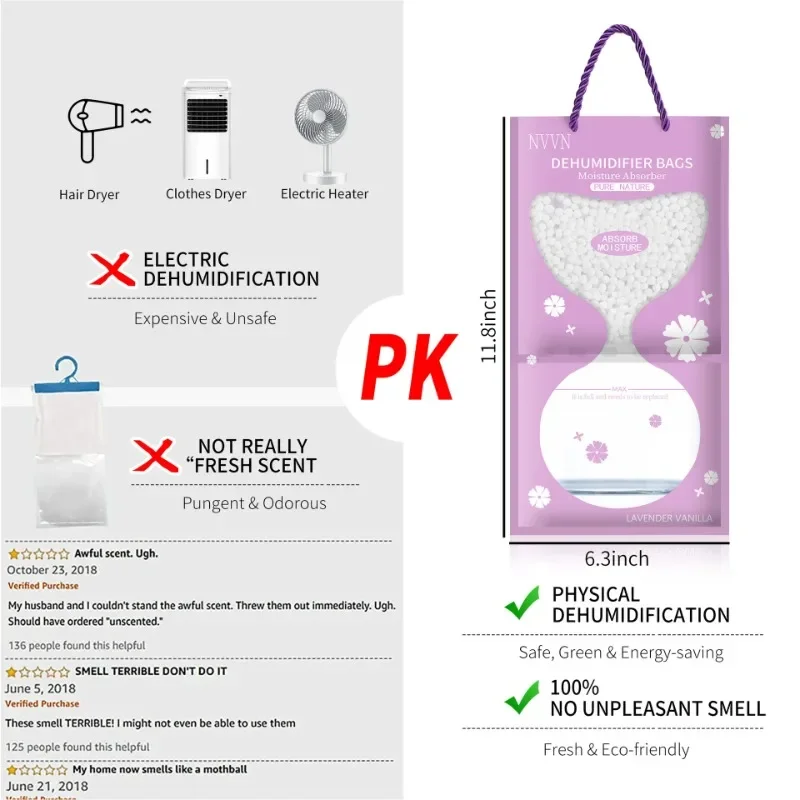 Moisture absorption anti-mold desiccant bag for household closet wardrobe 6/12Pcs