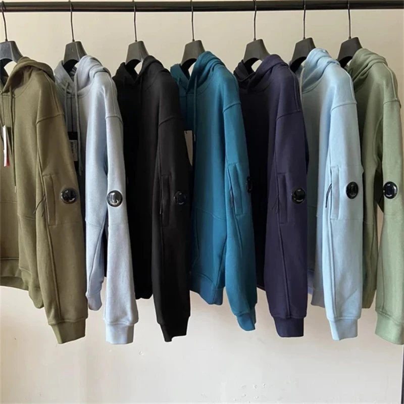 

Men's Hooded Cotton Sweatshirts CP Brand Outdoor Casual Street Style Pullover Male Solid Color Slim Hip Hop Winproof Pant Autumn