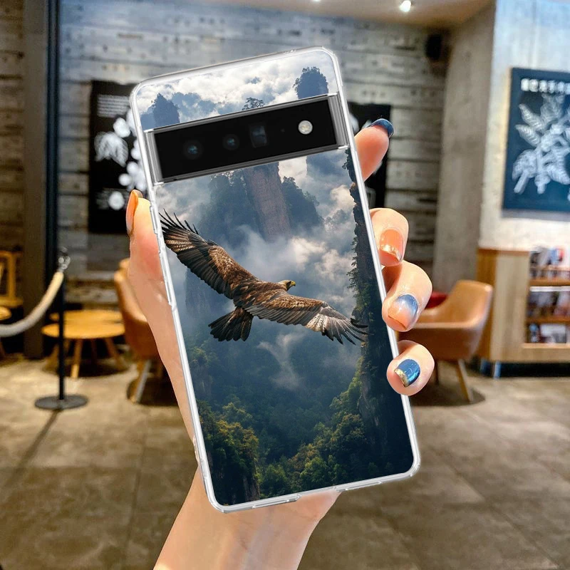 Clear Soft TPU Phone Case with Mountain Peaks Landscape Design