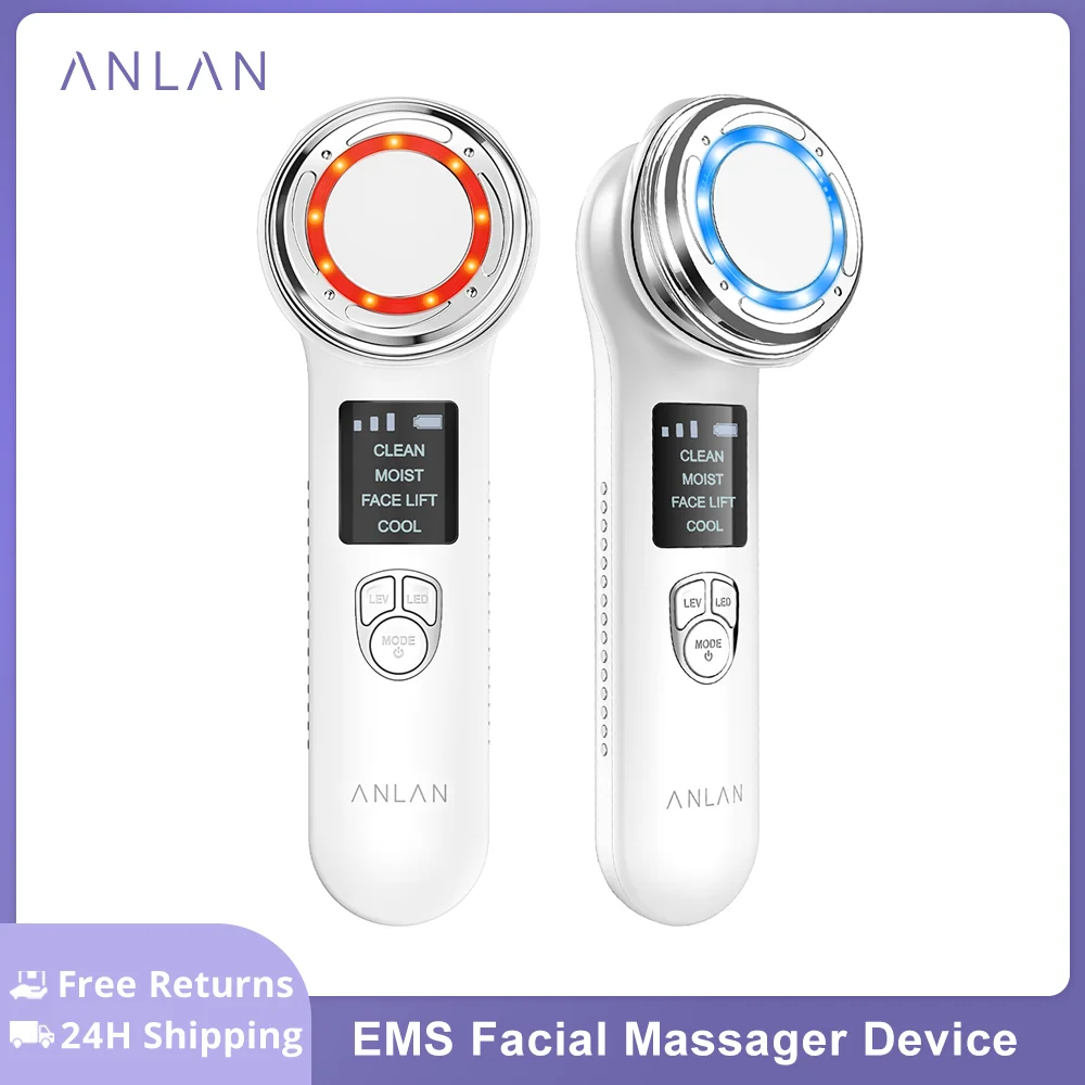 Anlan 4 In 1 Dispositivo Massaggiatore Facciale Ems Sonic Skin Care Led Light Therapy Rimozione Delle Rughe Ems Strumento Dispositivo Di Bellezza Per 