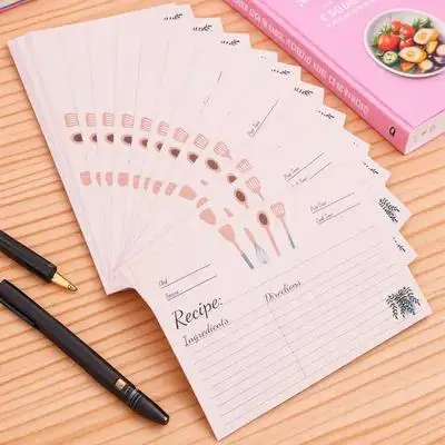 50Pcs 레시피 카드 요리 노트용 종이 쓰기 메모장 다이어트 계획 주방 조직 스크랩북킹 크리에이티브