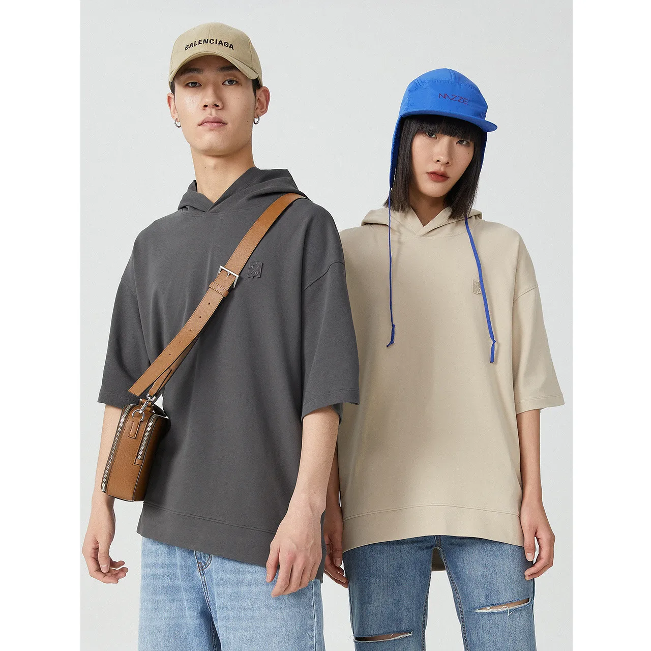 Metersbonwe Hoodies For Men Women Casual Short-Sleeved Pullover Male and Female Street Hoodies Loose Student Couple Hoodies