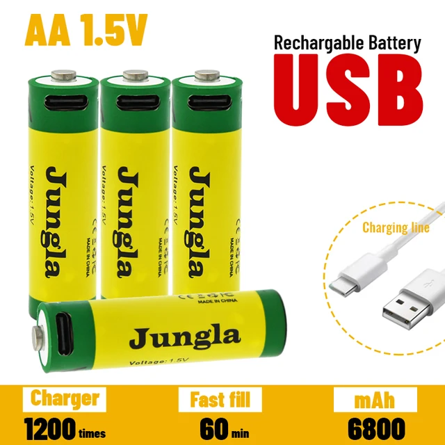 Batterie lithium-ion USB 1.5V AA 6800mAh rechargeable rapidement par capacité de pour clavier de jouet nouveauté 2