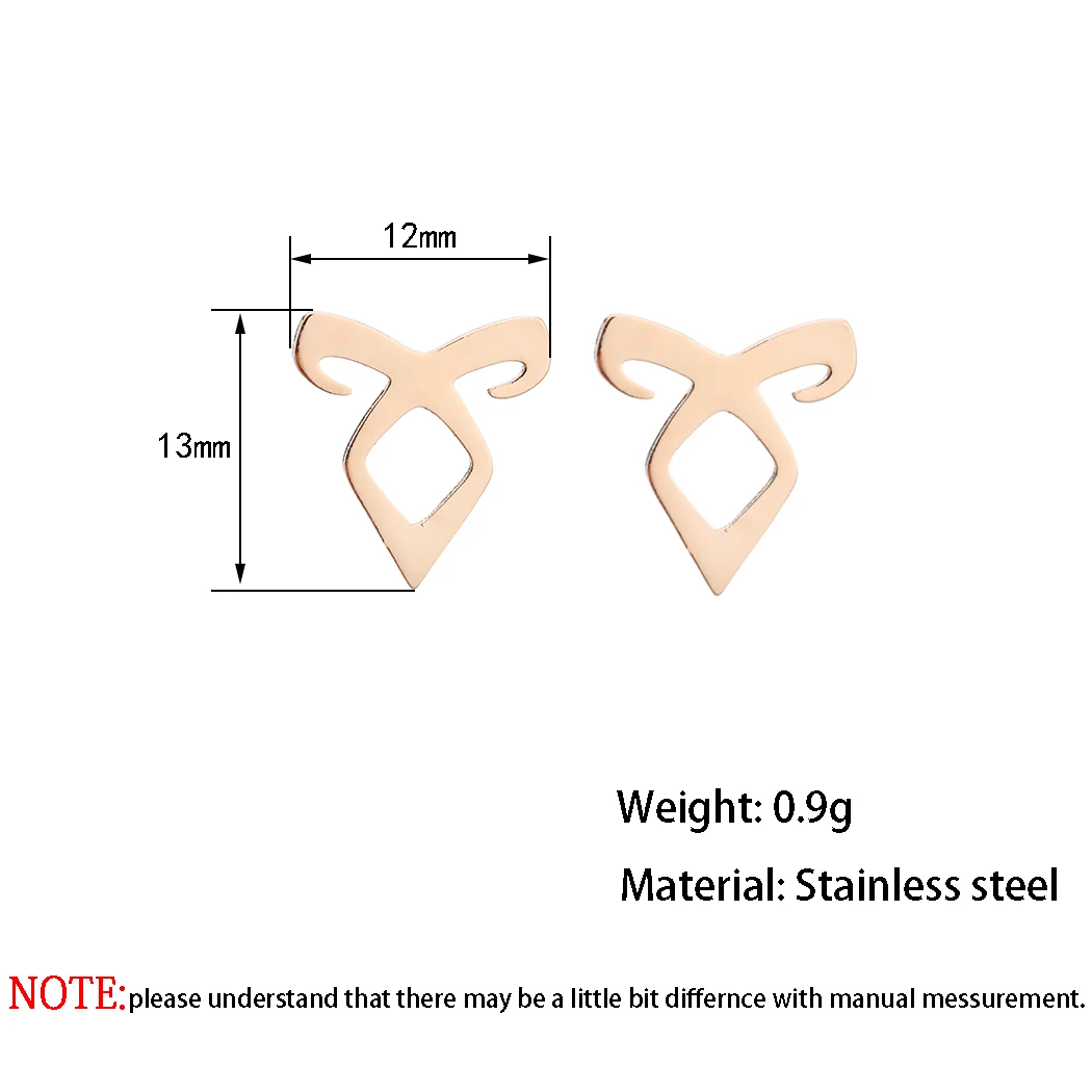 QIAMNI Stainless Steel Minimalist Geometric Parabatai Runes Stud Earrings Fashion Shadowhunters Angelic Power Jewelry Gift Charm 5