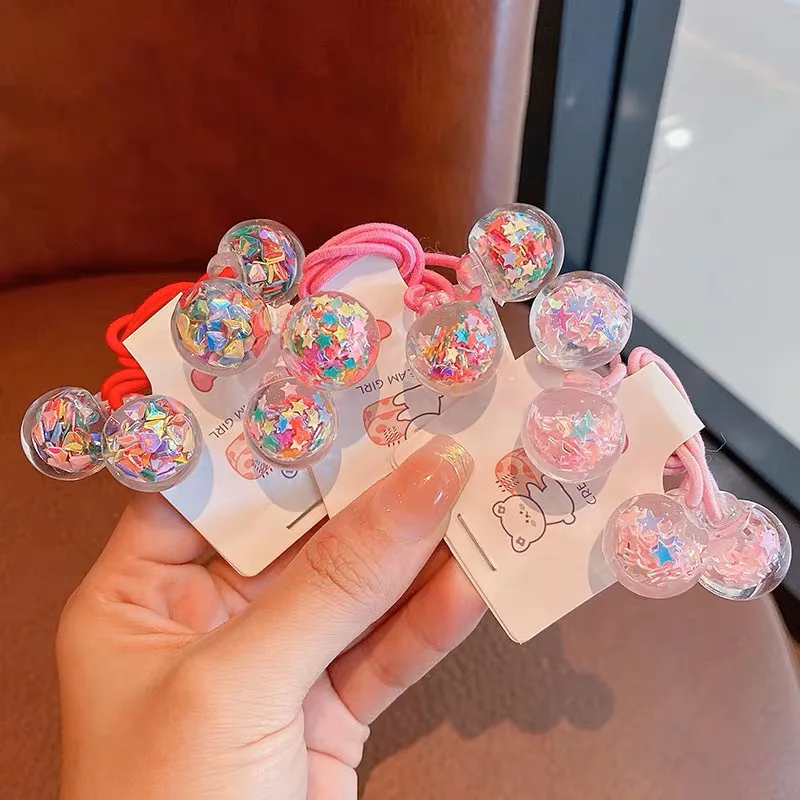 2pcs/set Baby Ball Rubber Bands Girls Cute Cartoon Fruit Elasticity Hair Bands Children Lovely Scrunchies Kid Hair Accessories