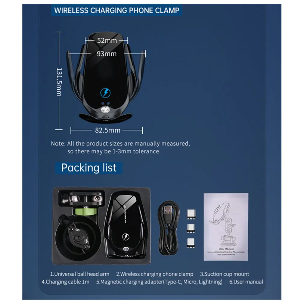 Upgrade 15W Car Phone Holder Wireless Charger Car Charger Stable Rotatable Air Vent Dashboard Phone Holder Car Charger Support