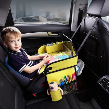 Vassoio da Viaggio per Bambini e Seggiolino Auto, Tavolino da Aereo, Vassoio per Seggiolino Auto con Organizer per Attività in Viaggio