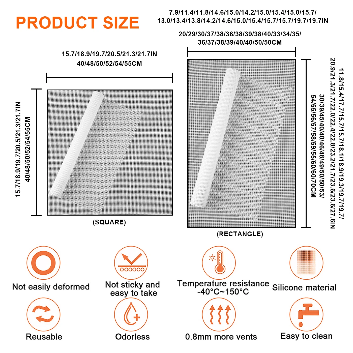 5PCS Dehydrator Sheets Non-Stick Dryer Fruit Silicone Mats Reusable Steamer Mat Mesh Pad Sheet Kitchen Accessories Baking Tools