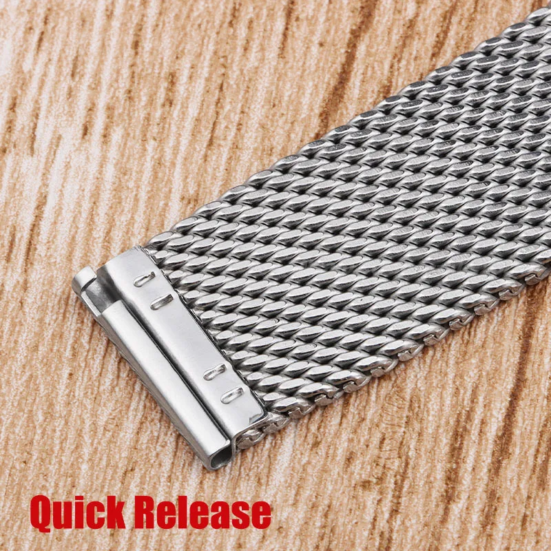 Sleek Milanese Mesh Stainless Steel Quick Release Watch Strap - 1.0mm Width, Multiple Sizes Available