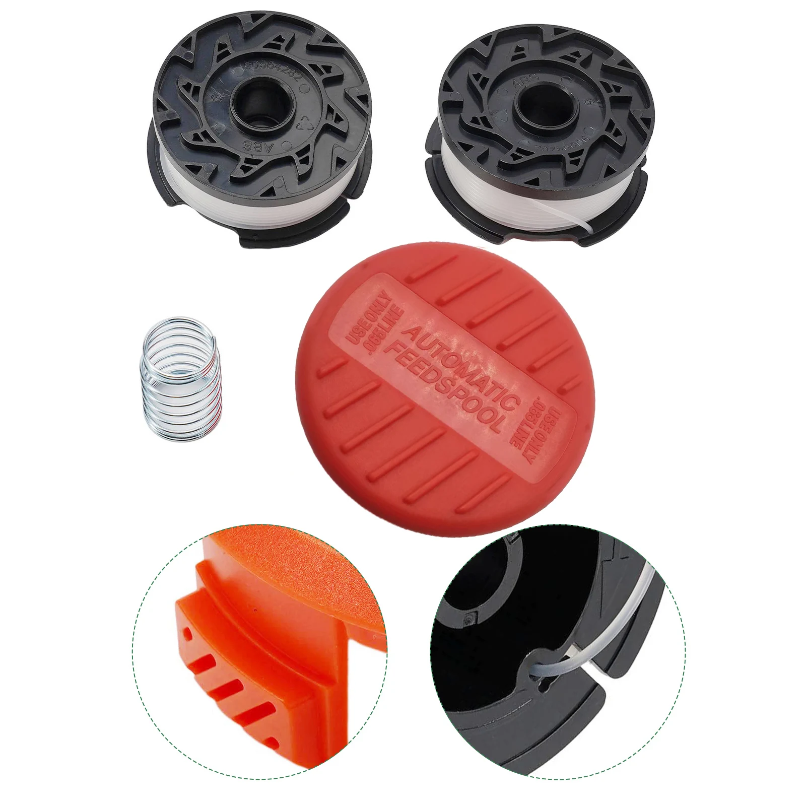 

2PCS Grass Trimmer Spools Replacement 385022-02 385022-03 90624846 A6481 90626046 242885-01 90564281N With Spool Cap