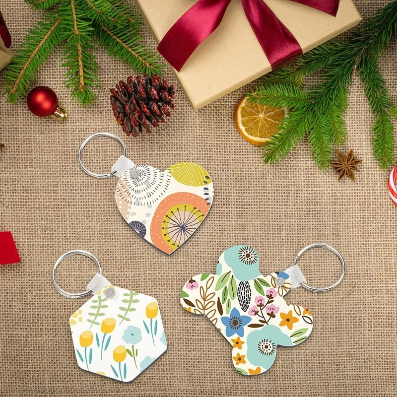 15Pcs Sublimation Keychain Blanks Set Double-Side Printed Heat Transfer Keychain 37JB