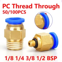 50/100PCS Pneumatic Air Connector Fitting PC 4/6/8/10/12mm Male Thread 1/8 1/4 3/8 1/2 Hose Fittings 4-m5 Pipe Quick Connectors