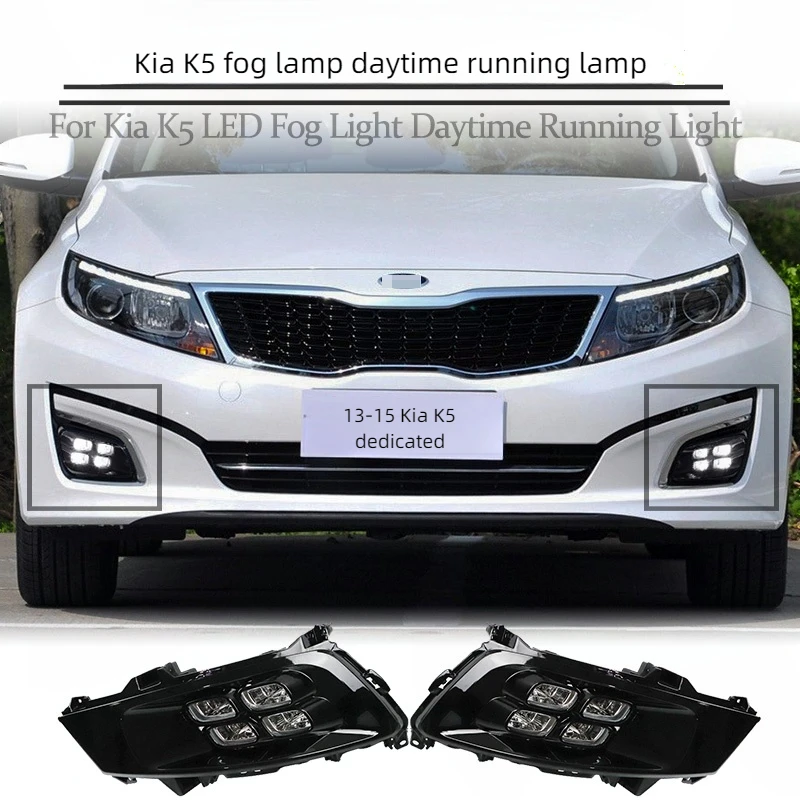 

Suitable For 14-15 Kia K5 Daytime Running Light Led Turn Yellow Four Eye Lens Front Fog Light Daytime Running Light Modification