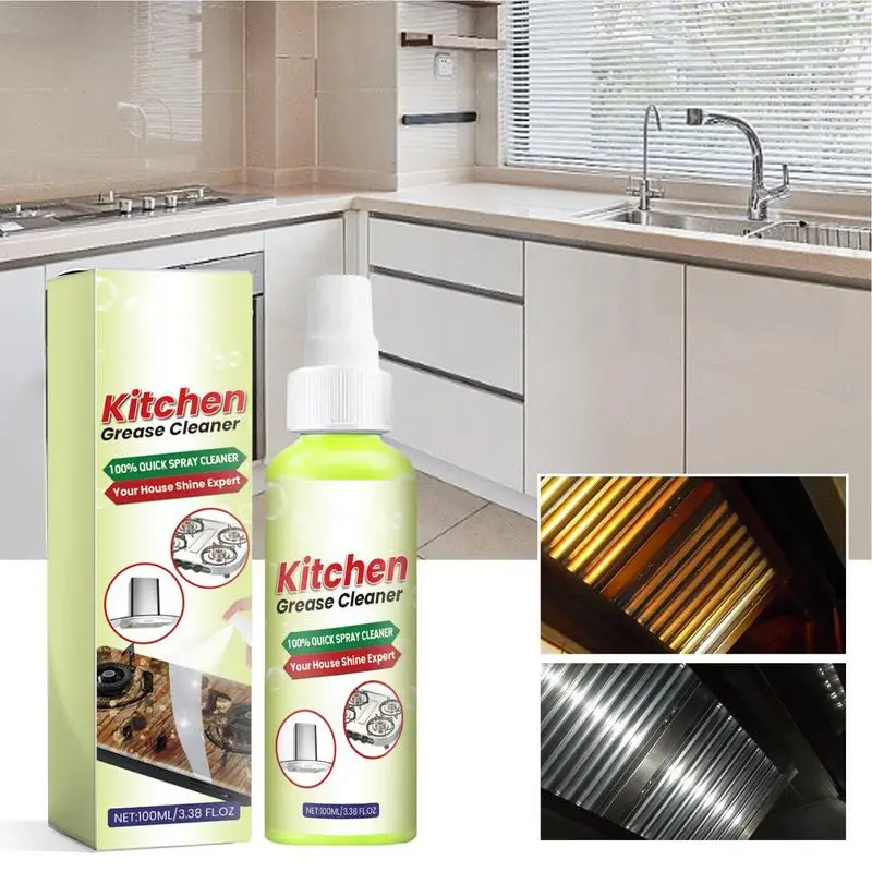 Kitchen Grease Cleaner Powerful Foaming Grease Remover Multi-purpose Kitchen Spray Cleaner Degreaser 100ml Household Cleaners