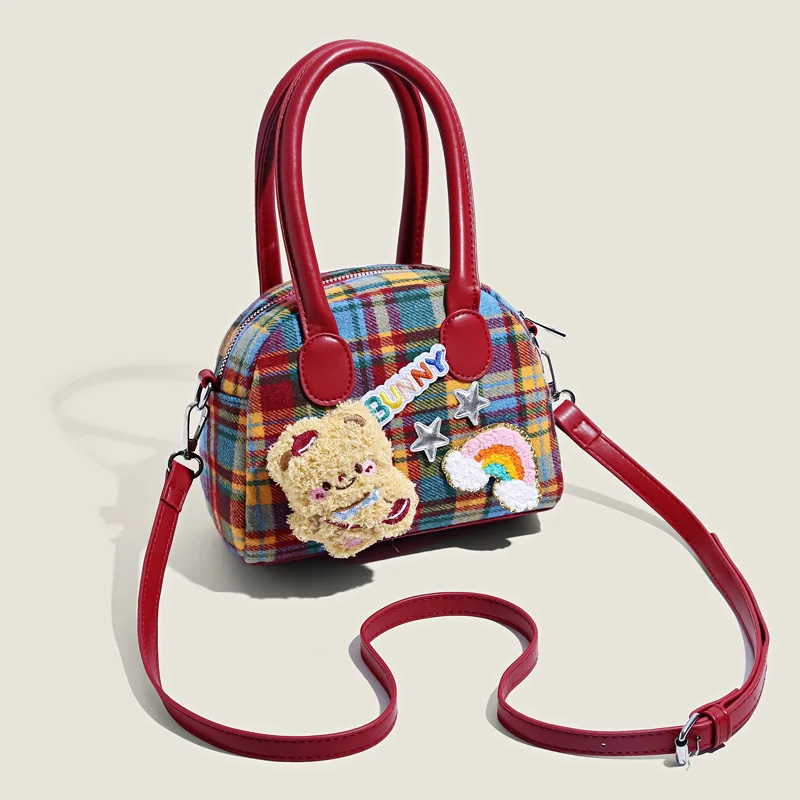 Cute plaid women's crossbody bag with Ins style, fashionable shoulder bag, high appearance, zero wallet