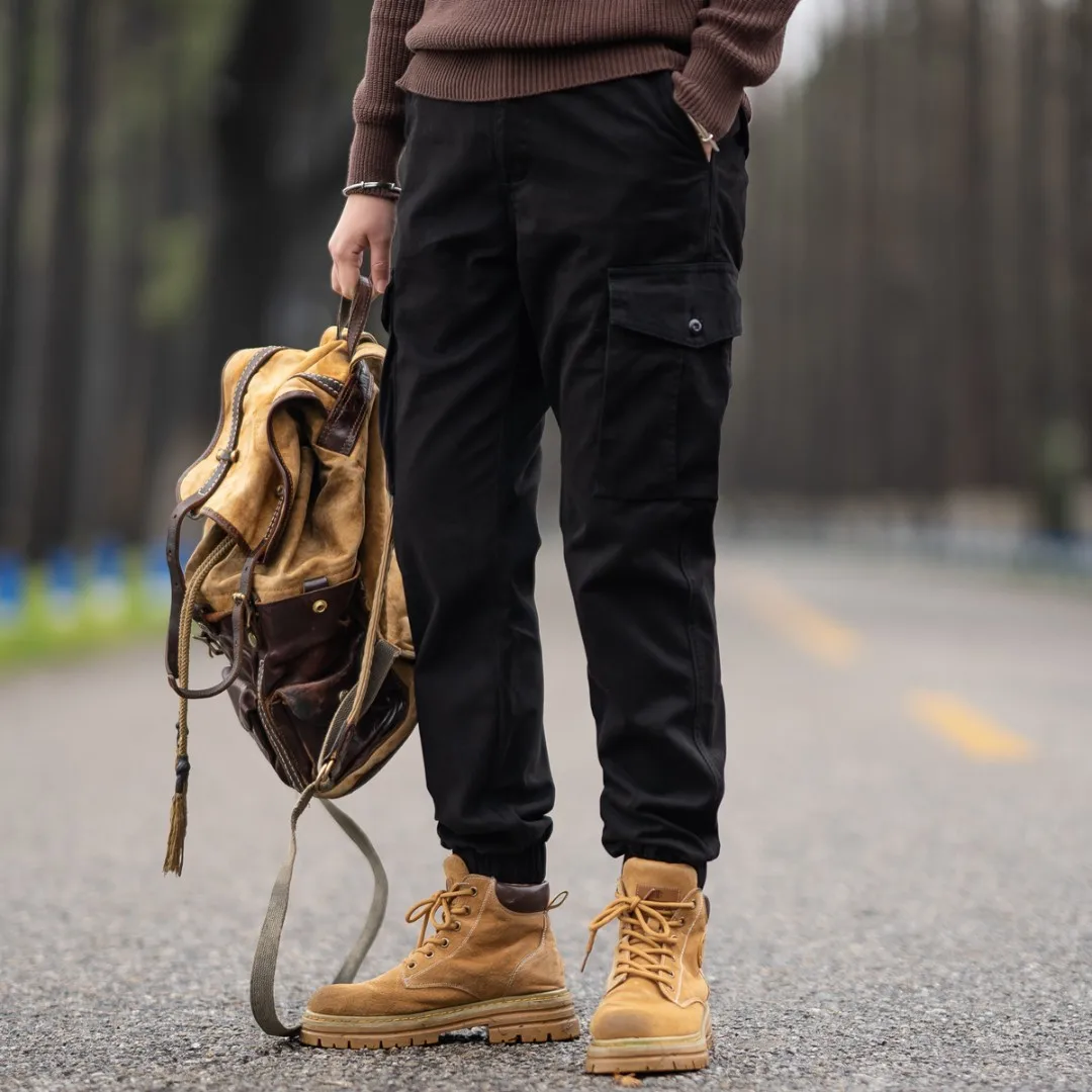 Men's Spring Casual Pants Solid Color Multi Pockets Cargo Pants Fashion Jogger Pants Summer Outdoor Hiking Pants