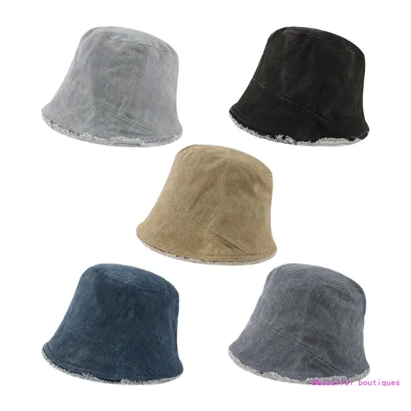

Summer Fisherman Hat for Women Outdoor Bucket Hat Frayed Wide Brim Cap DropShip