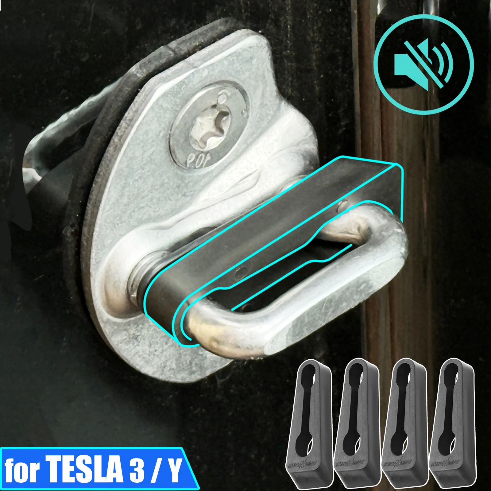 Sound Damper Door Lock er For Tesla Model 3 Y Rattling STOP Soundproof Screaks Door Striker Deaf Gap Seal Deadener