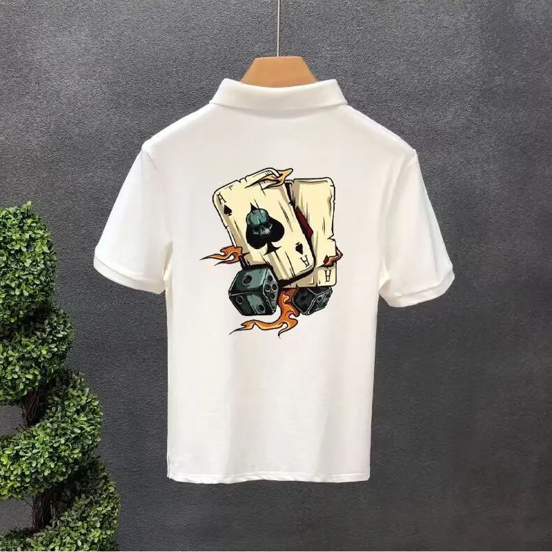 thumbnail image 1 of Camiseta con cuello y estampado de estilo gótico Y2k para hombre, estilo grunge, polos con dibujos, manga corta y estilo elegante, 1 of 5