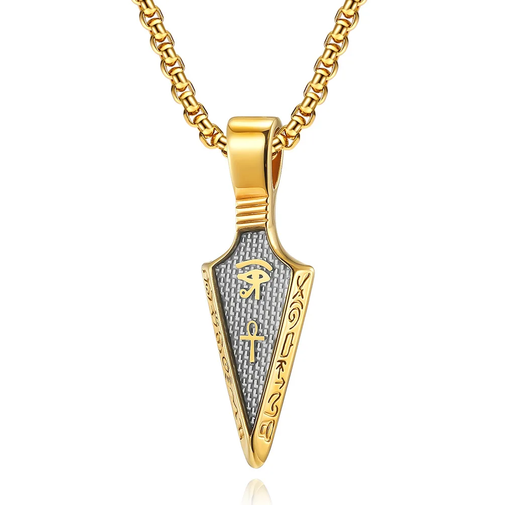 Source Horus Eye Ankh Spearhead Men's Stainless Steel Necklace