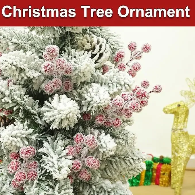 50/12/5Pcs Christmas Decor Artificial Red Fruit Holly Berries Red Berry Branches for Christmas Tree Pendant Wreath Gift Ornament