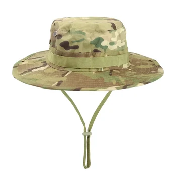Cappello Boonie mimetico a tesa larga Uomo Donna Cappello da sole Escursionismo all'aperto Pesca Caccia Berretti sportivi Cappello morbido pieghevole