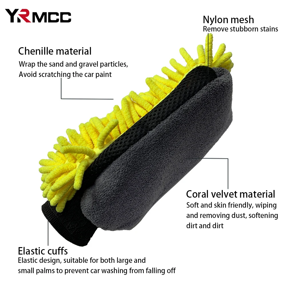 Car Wash Coral Glove Multifunction Thickened Anti-scratch Wash Glove Auto Cleaning Tools for Motorcycle Car Accessories