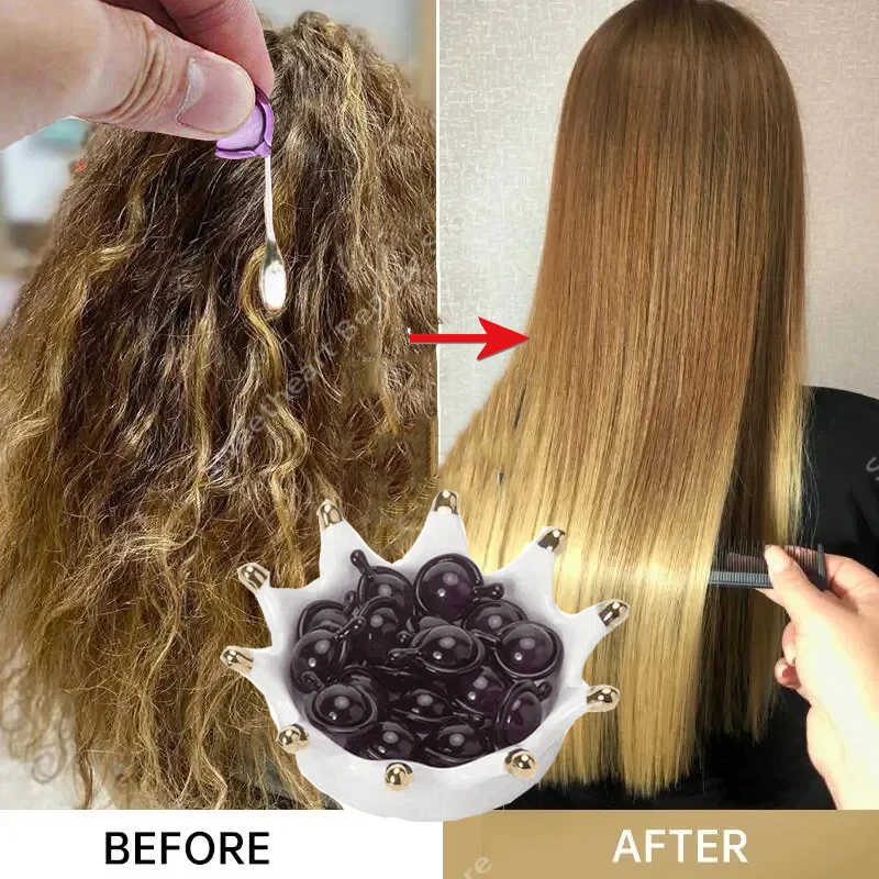 

Hair Vitamin Capsule Keratin Oil Repair Hair Rough Frizz Soft Smooth Relieve Damage Deep Moisturizing Shiny Scalp Care Products