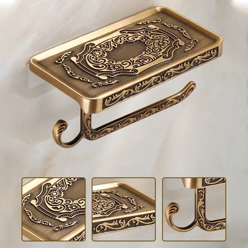 Toilet Paper Holder Wall Mounted Vintage Classic Bathroom Antique Brass Roll Tissue Box Bathroom Accessories toilet paper holder toilet roll holder